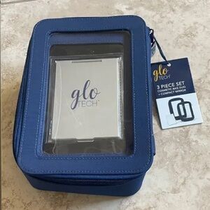 Blue Cosmetic Bag Set with Mirror